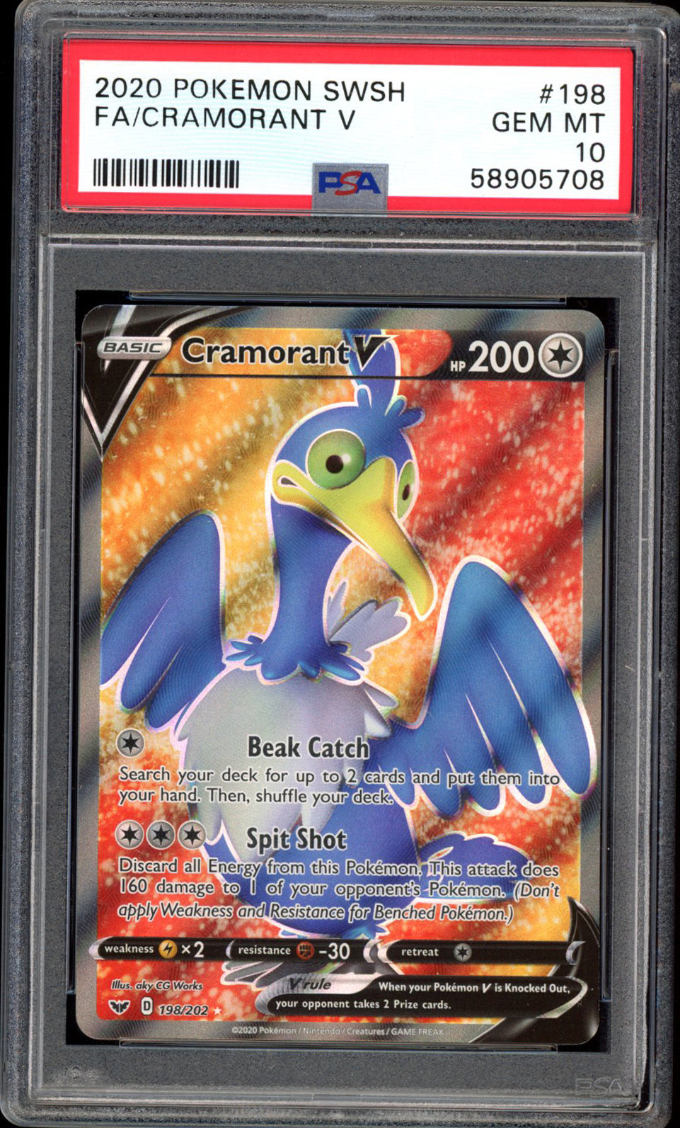 Cramorant V - Full Art - 198/202 - PSA 10 - Sword & Shield - PokeRand