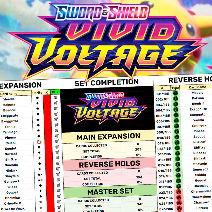 Vivid Voltage Set Completion Spreadsheet - PokeRand
