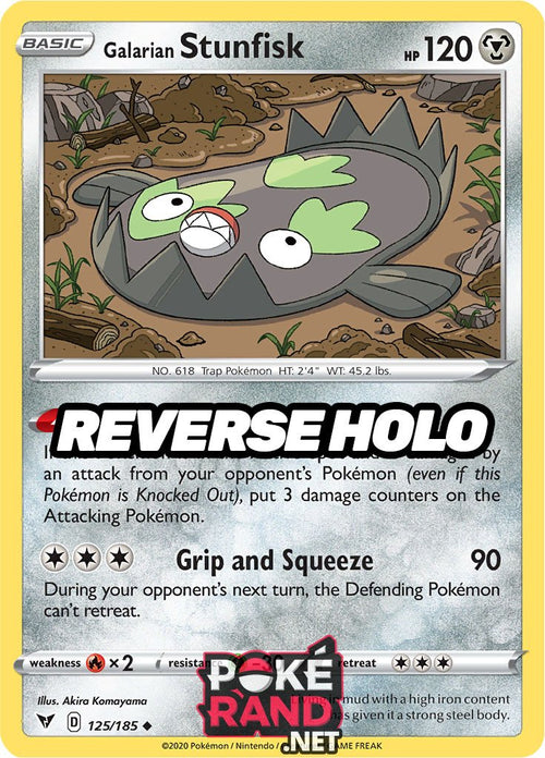 Reverse Holo (125/185) Galarian Stunfisk - Vivid Voltage - PokeRand