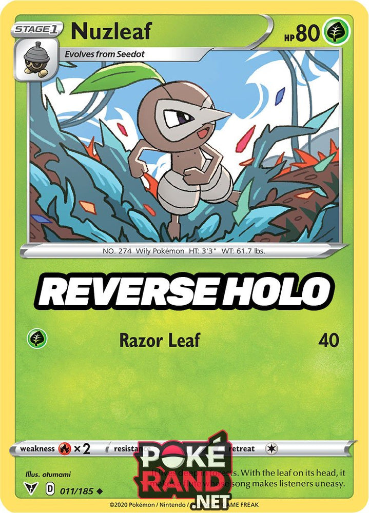 Reverse Holo (011/185) Nuzleaf - Vivid Voltage - PokeRand