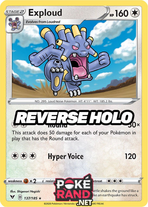 Reverse Holo (137/185) Exploud - Vivid Voltage - PokeRand