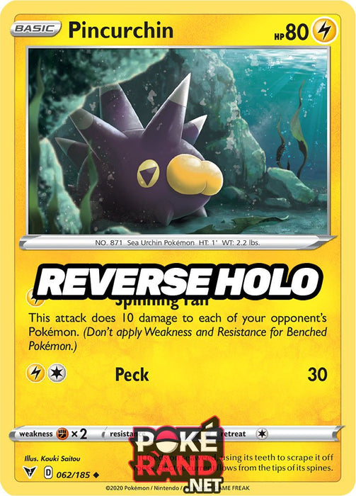 Reverse Holo (062/185) Pincurchin - Vivid Voltage - PokeRand