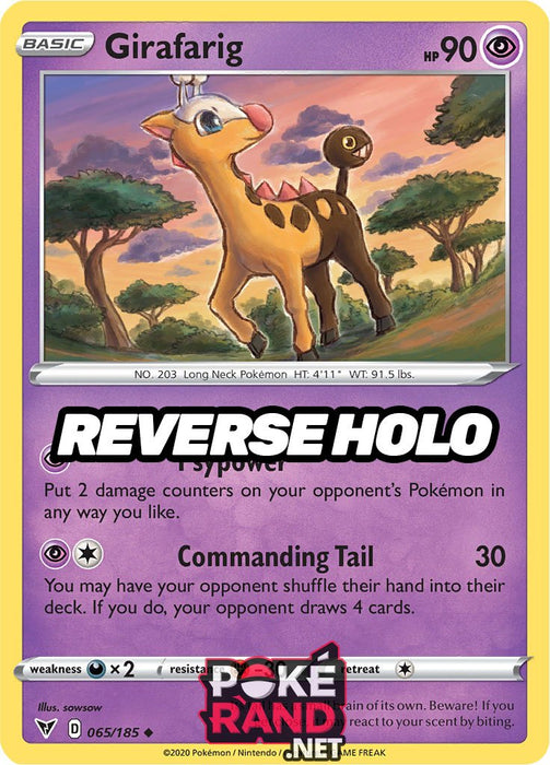 Reverse Holo (065/185) Girafarig - Vivid Voltage - PokeRand