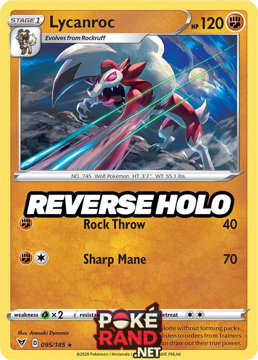 Reverse Holo (095/185) Lycanroc - Vivid Voltage - PokeRand