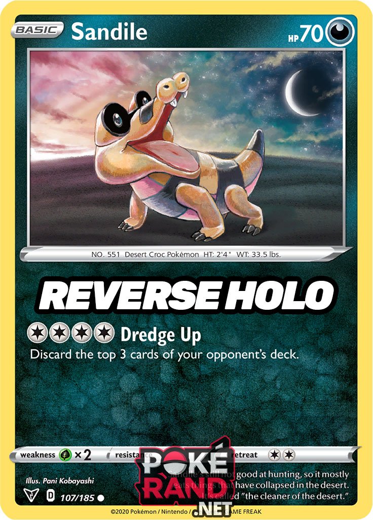 Reverse Holo (107/185) Sandile - Vivid Voltage - PokeRand