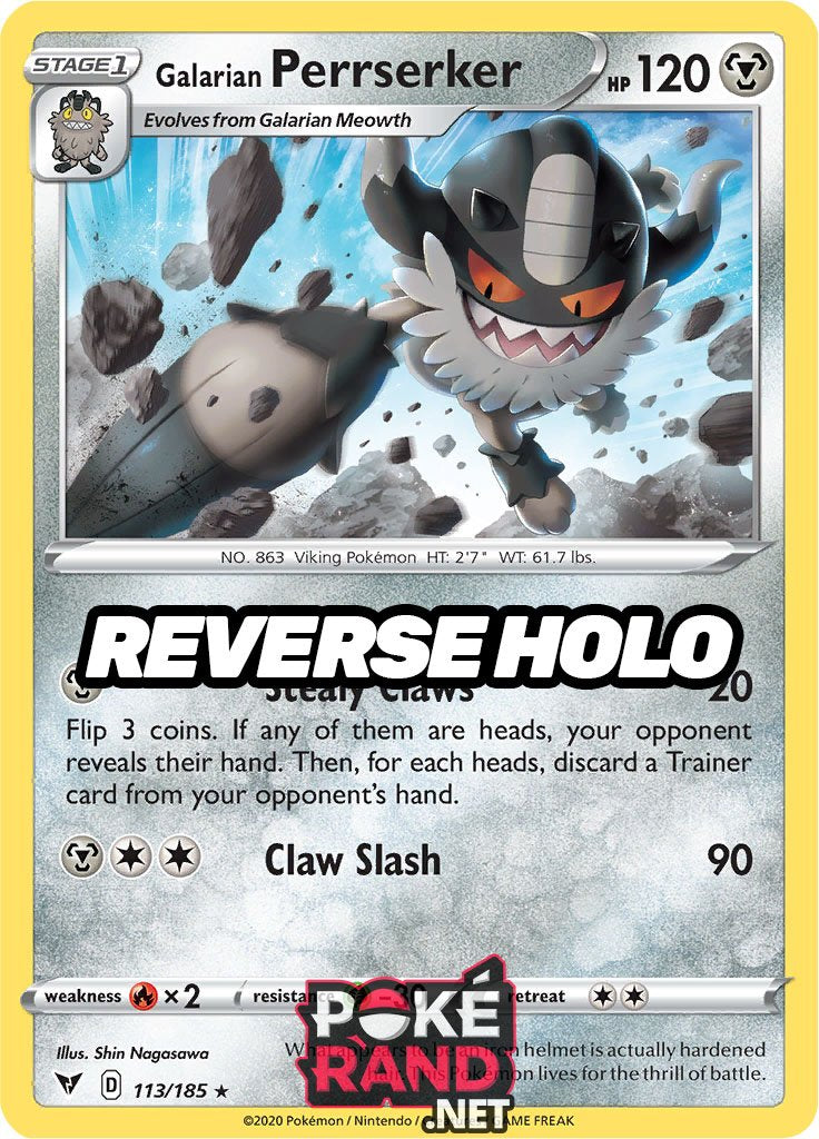 Reverse Holo (113/185) Galarian Perrserker - Vivid Voltage - PokeRand