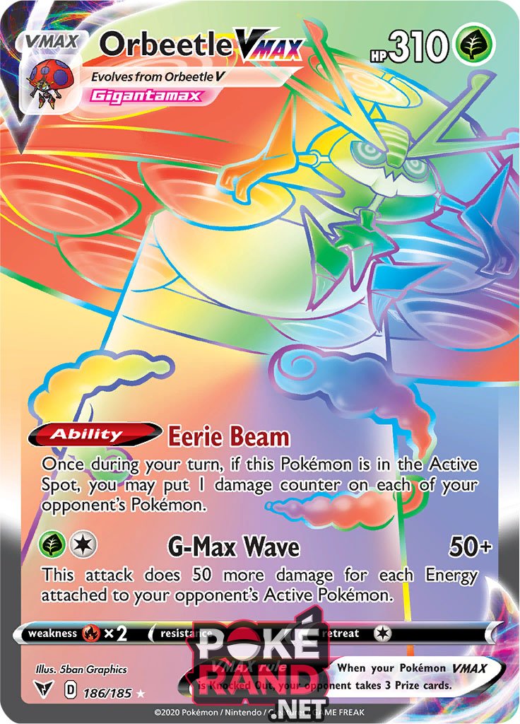 (186/185) Orbeetle Vmax - Secret Rare - Vivid Voltage - PokeRand