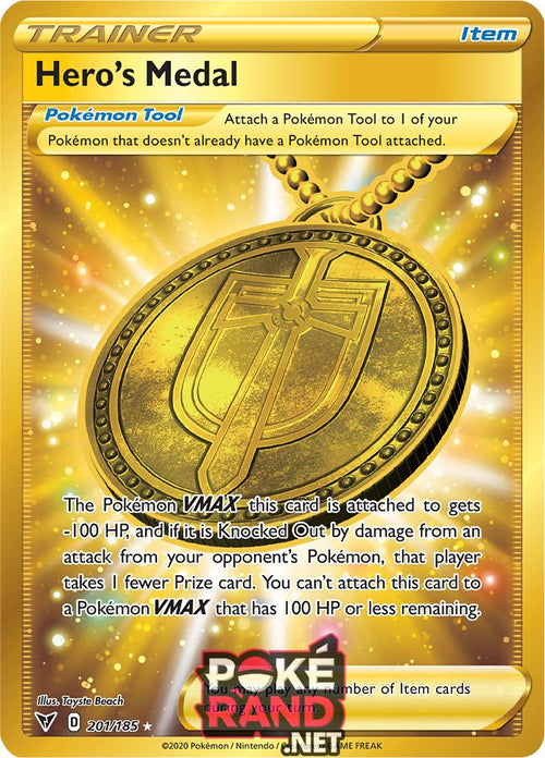 (201/185) Hero's Medal - Secret Rare - Vivid Voltage - PokeRand