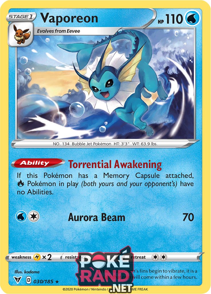 (030/185) Vaporeon - Rare - Vivid Voltage - PokeRand